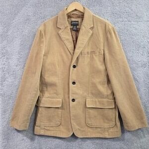 St Johns Bay Men's Corduroy Blazer Jacket Tan Medium Classic Business Casual